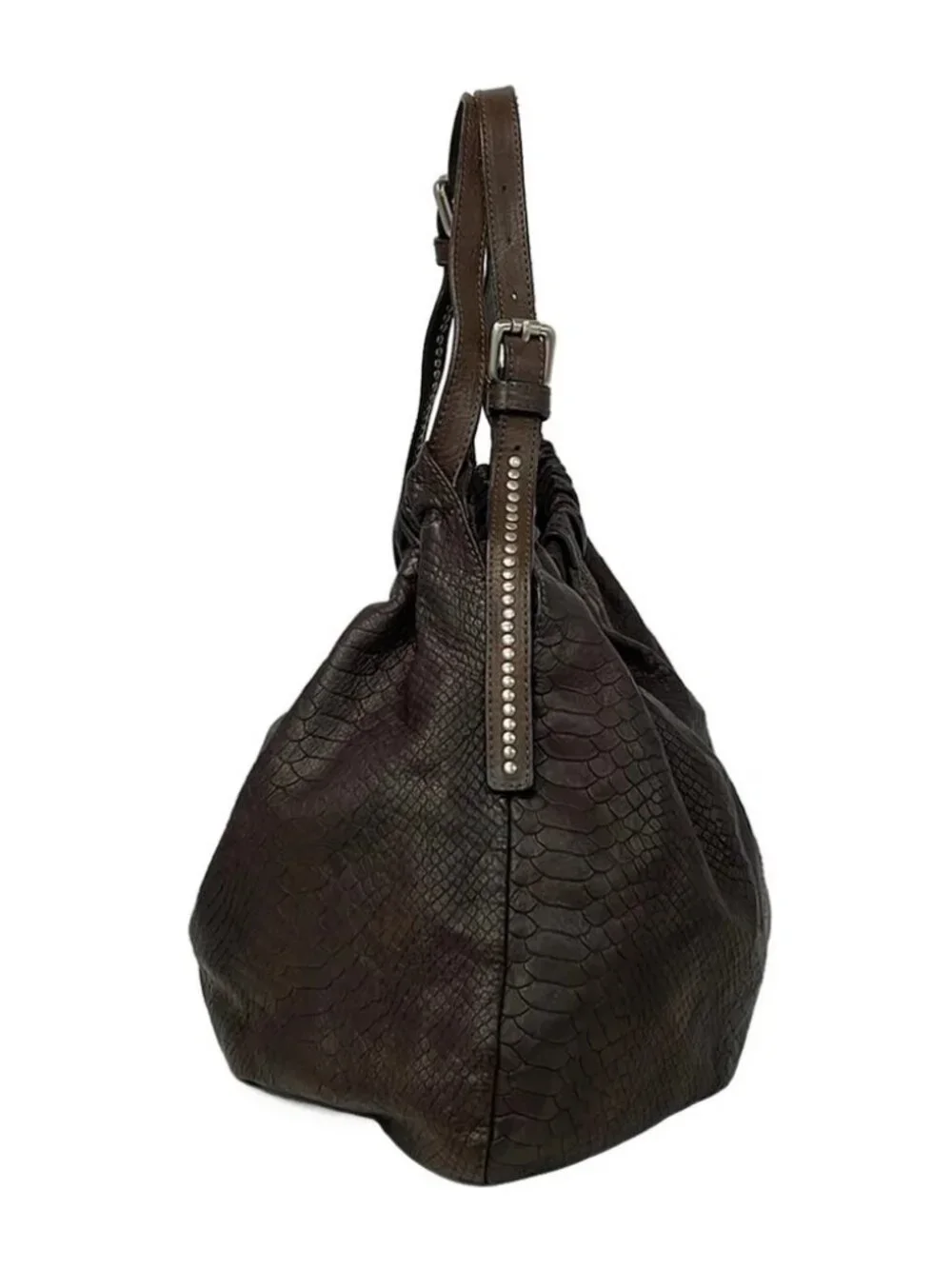 GIANNICHIARINI Dark Brown Leather Tote Bag